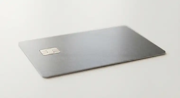 Nowoczesna karta kredytowa dla firmy leży na biurku obok laptopa i faktur, symbolizując wygodne zarządzanie wydatkami firmowymi i płynnością finansową przedsiębiorstwa